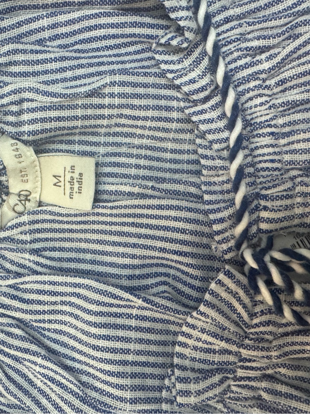 Women’s Cato Blue Striped Embroidered Peasant Top Medium NWT - Picture 7 of 7